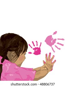 Girl Finger Painting