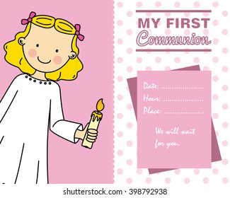 Girl first Communion card
