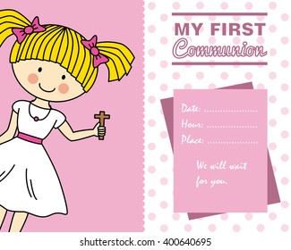 Girl First Communion card