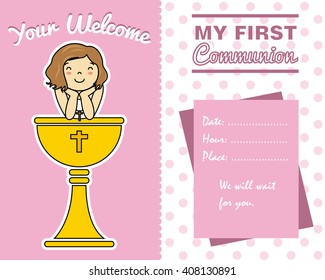 Girl First Communion card