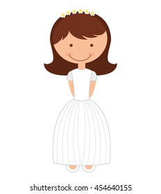 girl first communion icon graphic isolated vector