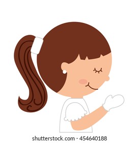 girl first communion icon graphic isolated vector