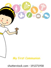 Girl first Communion Invitation Card