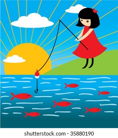 Girl fishing