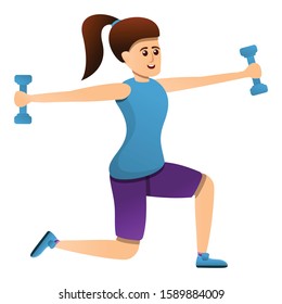 Girl Fitness Dumbbell Icon Cartoon Girl Stock Vector (Royalty Free ...