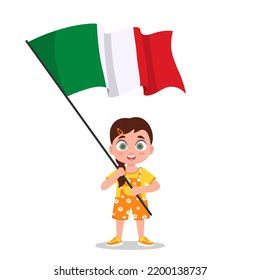 Girl with the flag of Italy. Vector illustration