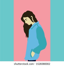 Girl Flat Illustration Vector - Vector