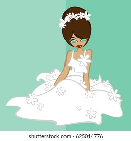 girl in Flat style, "Bride set"