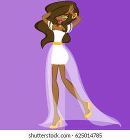 girl in Flat style, "Bride set"