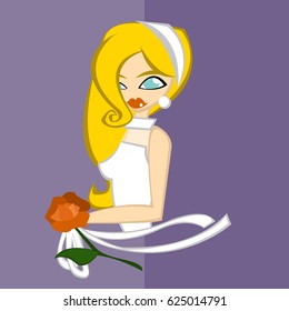 girl in Flat style, "Bride set"