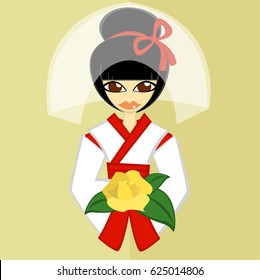girl in Flat style, "Bride set"