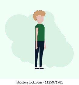The girl in a flat style, vector illustration on a turquoise background