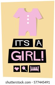 It's a Girl! (Flat Style Vector Illustration Poster Design)