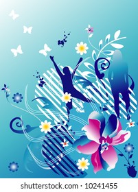 girl floral vector composition