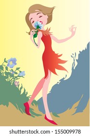 girl with flower