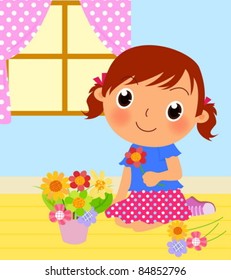 girl and flower