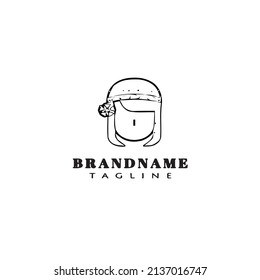 girl with flower on ear logo cartoon icon design template black modern isolated vector