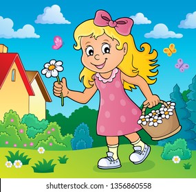 Girl with flower theme image 2 - eps10 vector illustration.