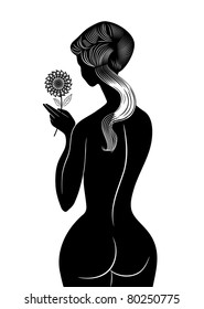 girl with flower - vector