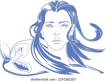 chica con estilo vectorial de flor