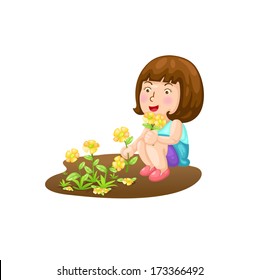 A girl with the flowering