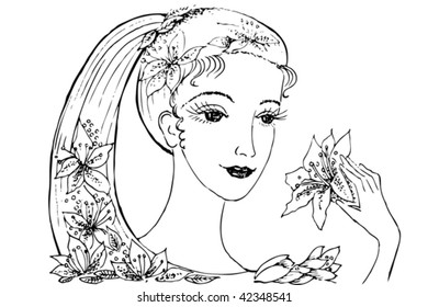 Girl with Flowers.