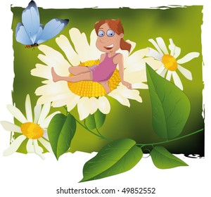 The girl and flowers