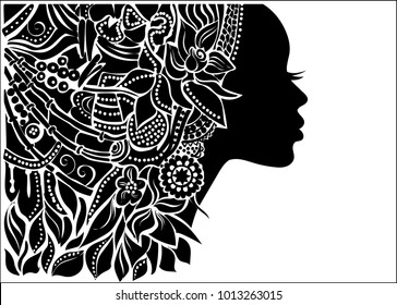 Portrait Beautiful African Woman Earring Profile Stock Vector (Royalty ...