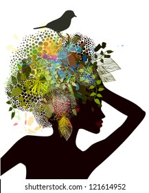 Girl with flowers on her head