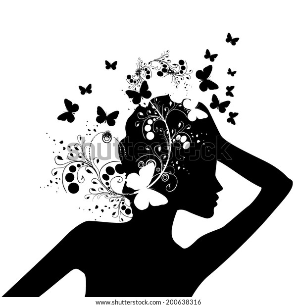 Girl Flowers On Her Head Vector Stock Vector (Royalty Free) 200638316