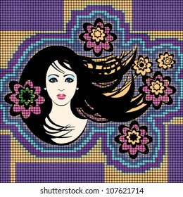 girl with flowers pattern