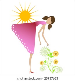 girl with flowers - spring summer