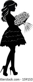 Girl with flowers.Vector