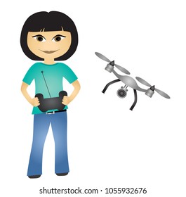 Girl flying drone