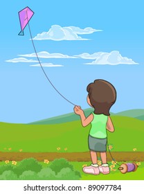 Girl flying kite