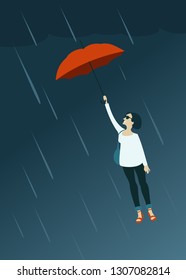 girl flying with umbrella
