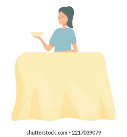 Girl food critic icon cartoon vector. Drink review. Certificate cooking