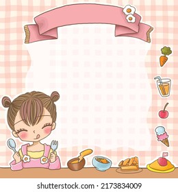 girl food menu cartoon background