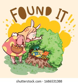 Girl Found many egg in the nest while hunting easter egg in festival