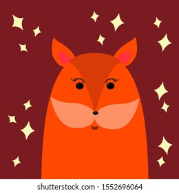 The girl is a fox. Lovely animal. Vector. Children's illustration, decor element