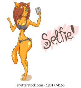 Girl fox makes selfie
