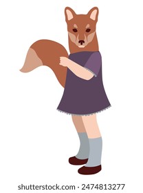 Girl in a fox mask. Isolated halloween vector illustration