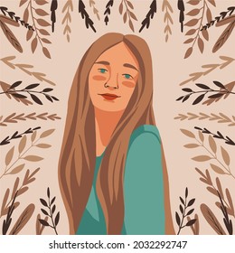 Girl in a frame of plants