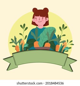 girl with fresh food and organic