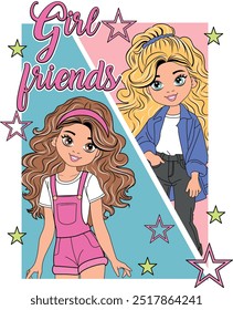 menina amigos bonito estrela amor 