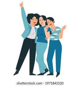 Girl friendship, cool girl gang, illustration concept.