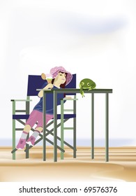 Girl And Frog - contains gradient mesh
