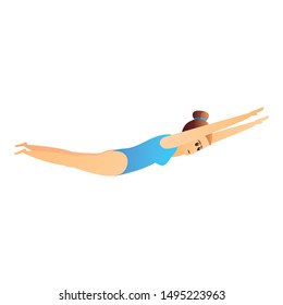 Girl front pool jump icon. Cartoon of girl front pool jump vector icon for web design isolated on white background