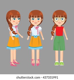 Girl Front Side Stock Vector (Royalty Free) 669793537