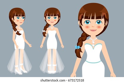 Girl front side in wedding dress